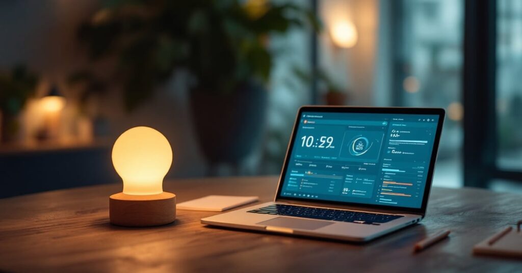 Lampe de chevet tactile moderne posée sur une table de nuit dans une chambre contemporaine
