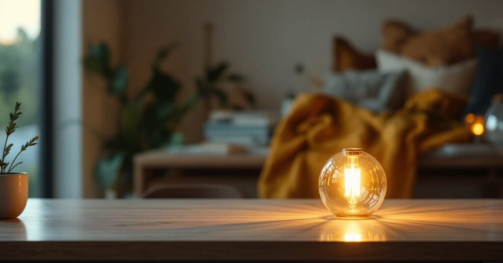 Abat-jour élégant sur une lampe de chevet dans une chambre moderne aux tons neutres