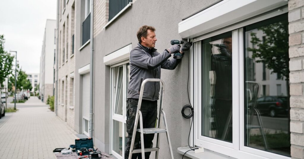 Installation d'un volet roulant électrique par un particulier – pose du caisson et raccordement moteur