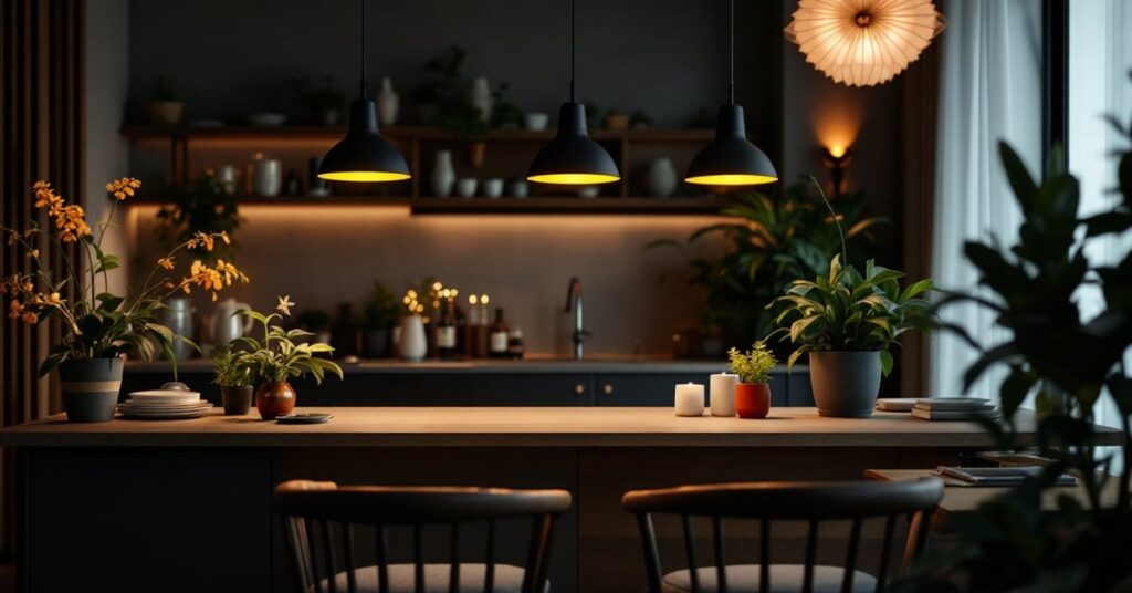 Luminaire design italien élégant dans un intérieur moderne aux lignes épurées