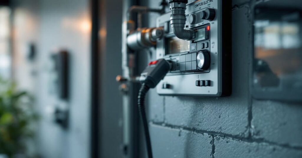 Installation d'un compteur électrique moderne par un électricien professionnel