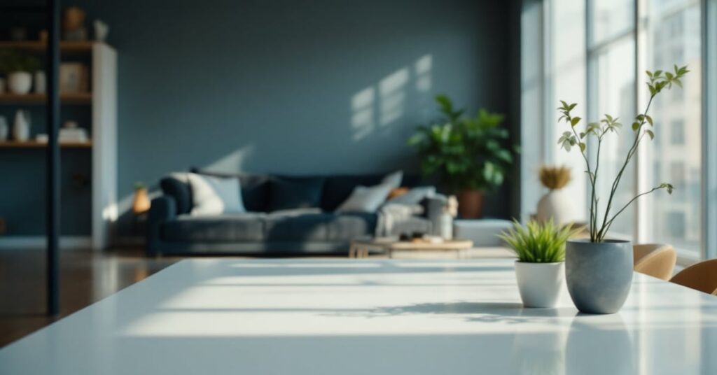 Chambre blanche moderne et épurée avec literie immaculée et décoration minimaliste élégante